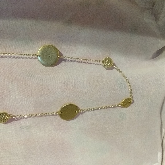 Jewelry - Necklace Long Gold Metal Chain Circle Coin Embellishment